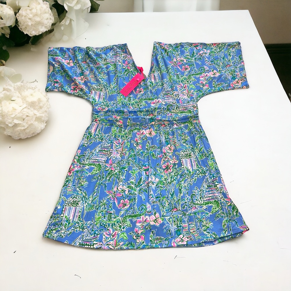 ❌ Sold❌ Lilly Pulitzer Parigi XL Boca Blue Beneath the Bougainvillea romper